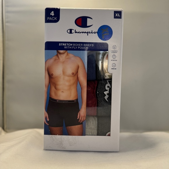 Champion Men's Boxer Briefs 4-Pack - Black, Gray, Red - Picture 3 of 4